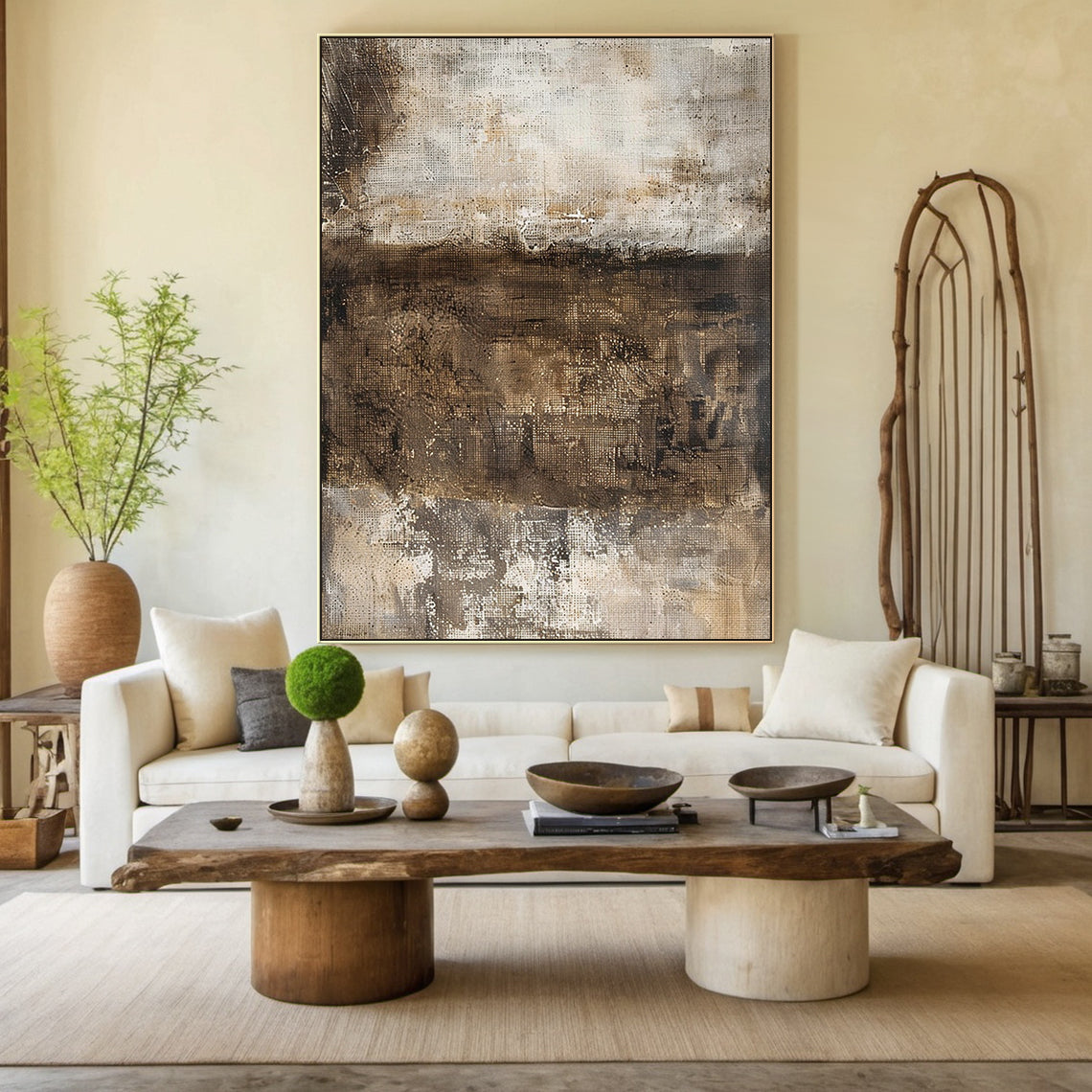 Earth Veil-Brown Wabi-Sabi Abstract Field-AURA150