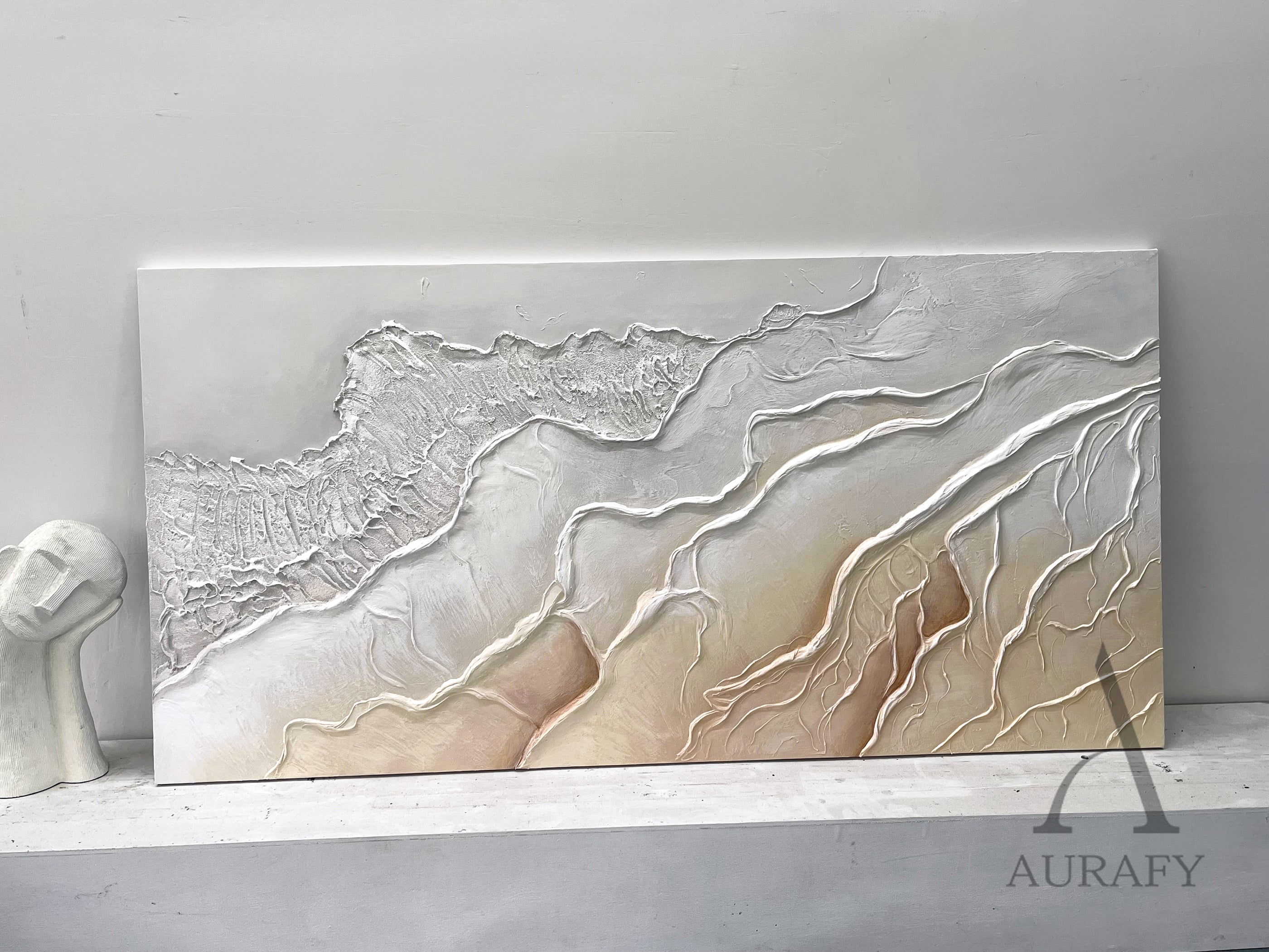 3D Textured Beige Brown Painting Modern Living Room Wall Decor AURA292