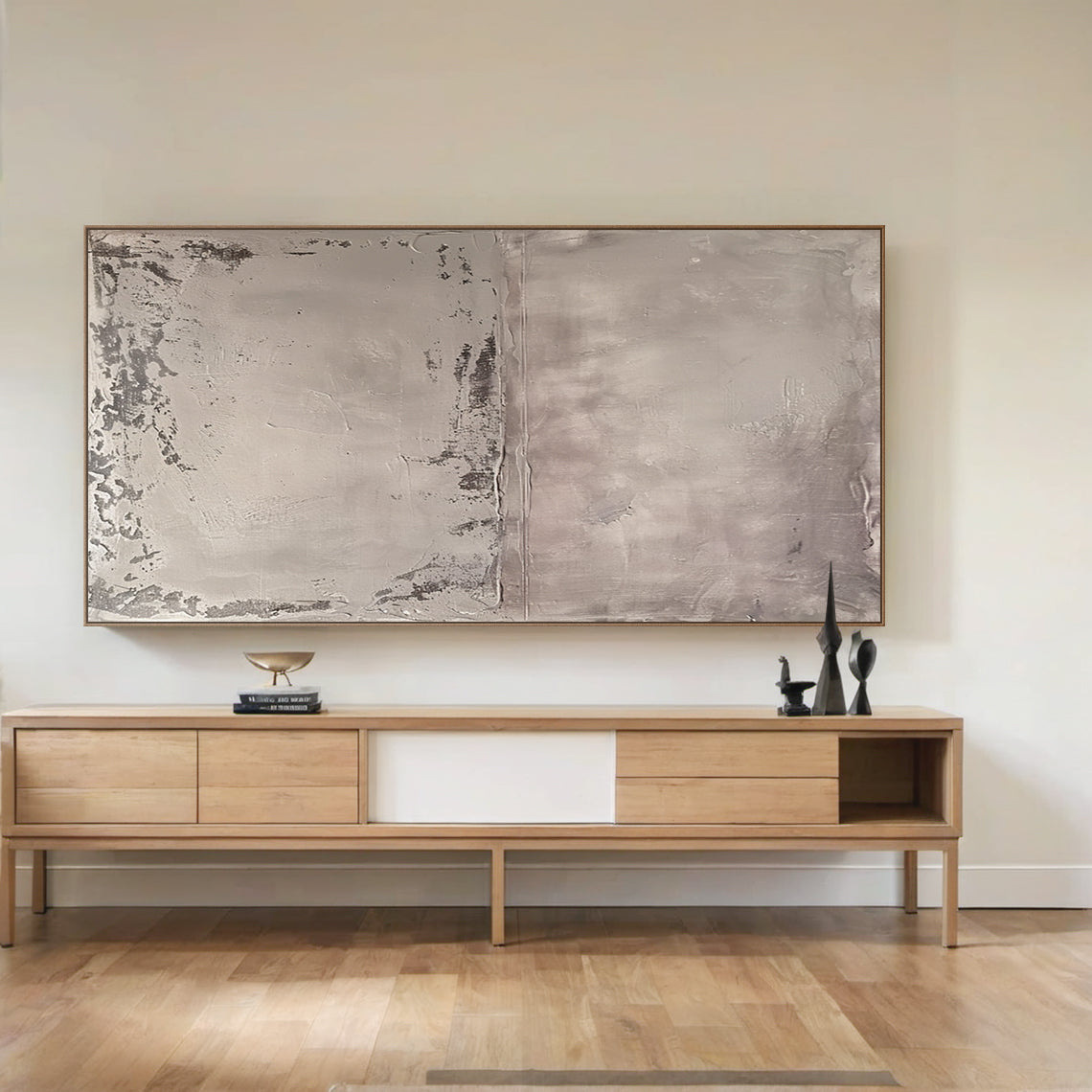 Large Minimalist Beige Abstract Wall Art Modern Living Room Decor AURA191