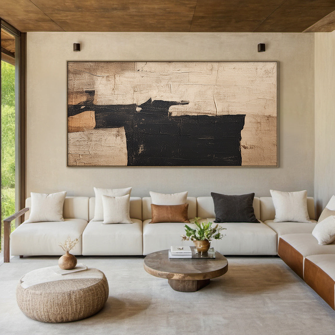 Shadow Balance-Black & Brown Abstract Wall Art-Spatial Field-AURA084