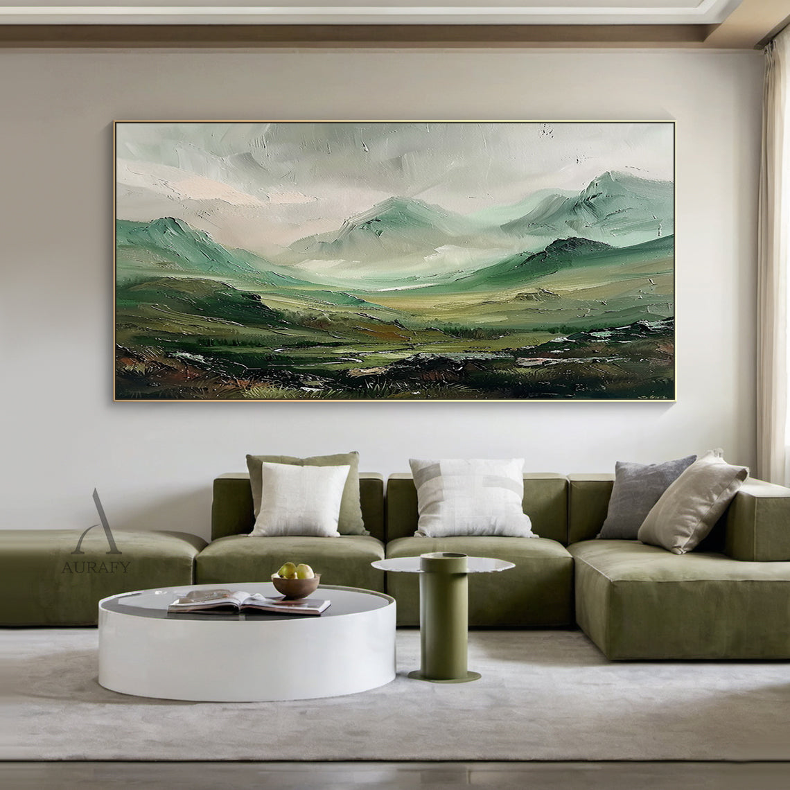 Stylish Natural Green Landscape Wall Decor for Living Room AURA310