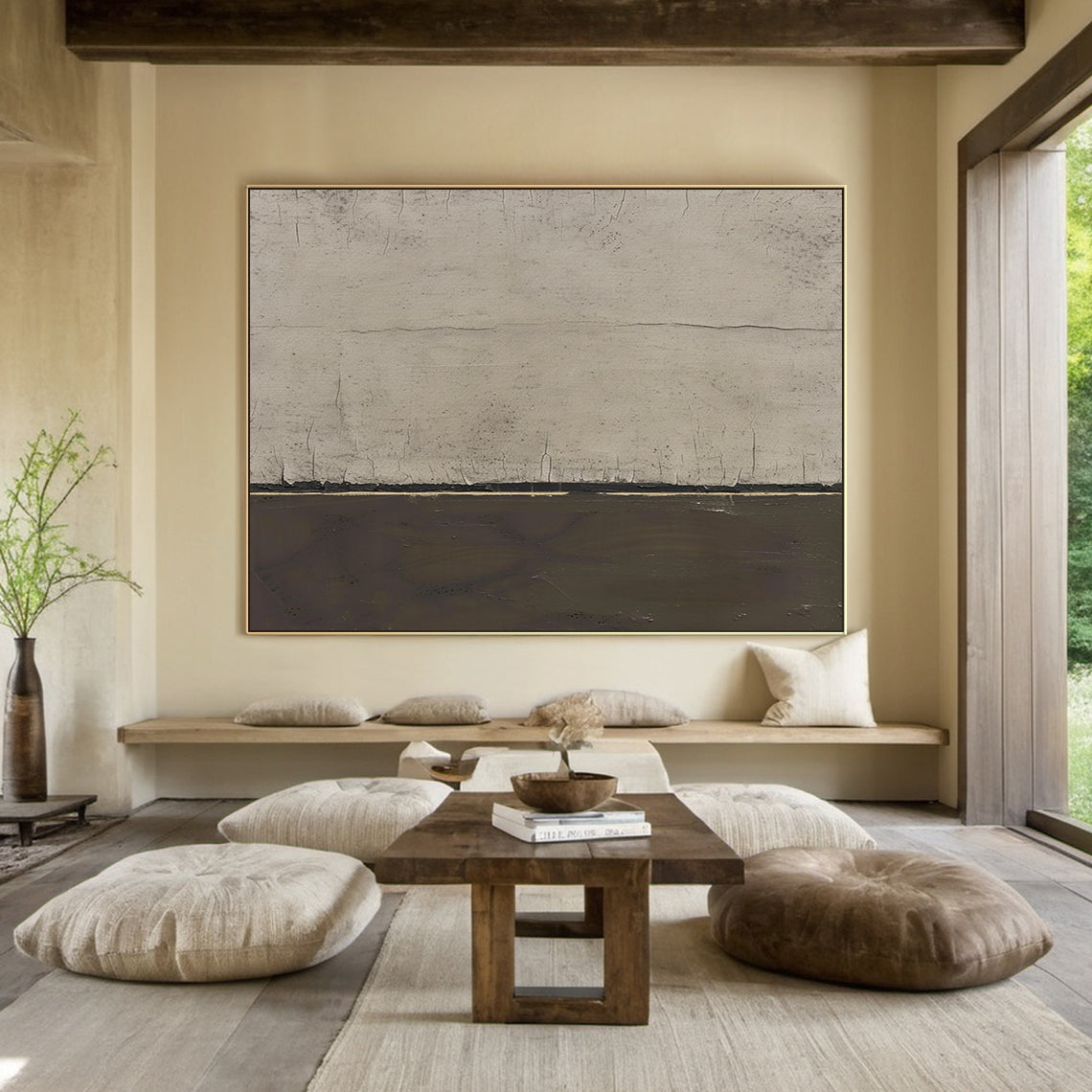 Quiet Horizon-Gray Abstract Field-AURA143