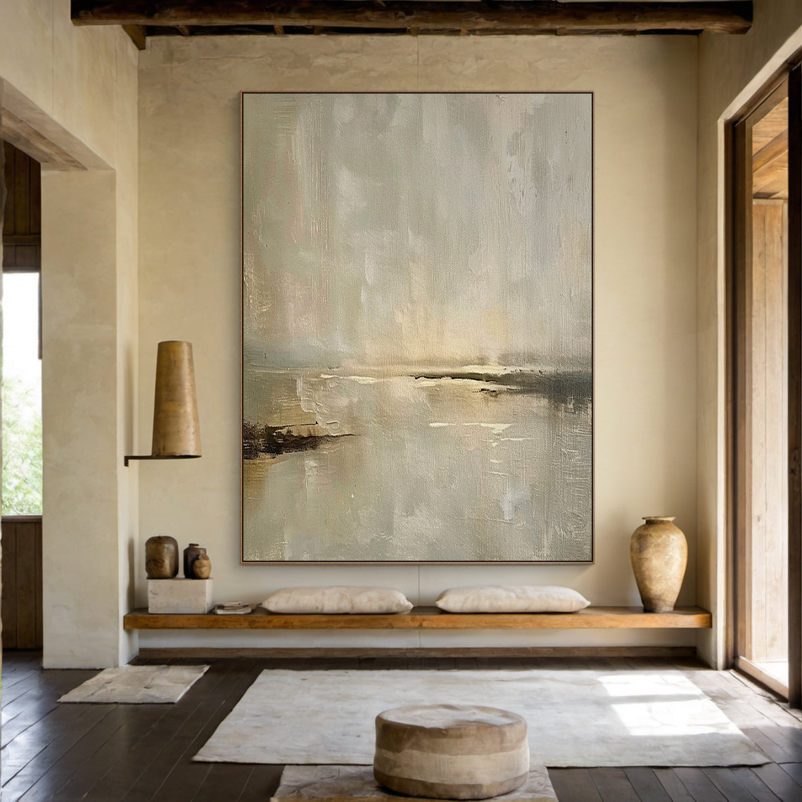 Soft Drift-Beige Abstract Field-AURA152