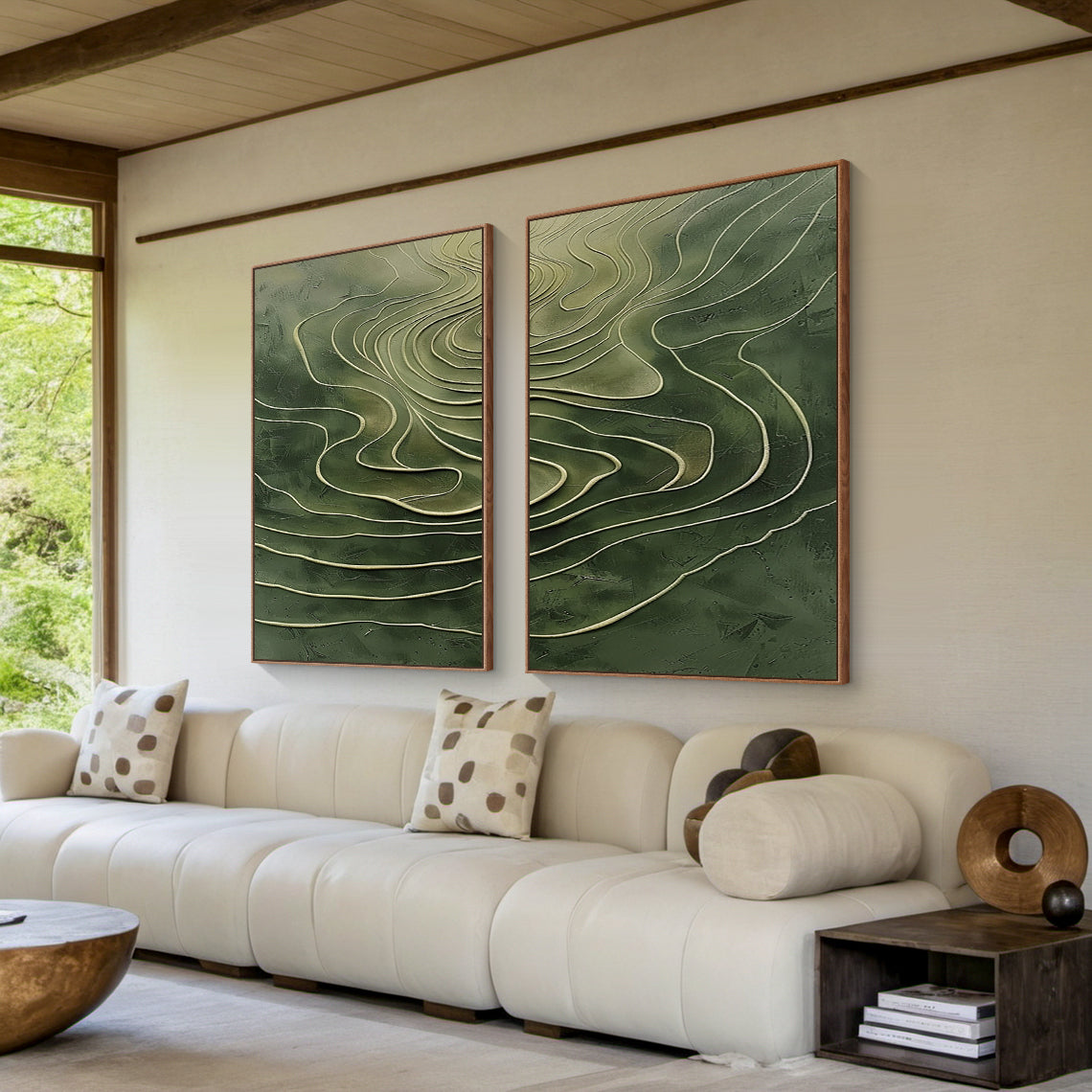 Green 3D Textured Abstract Painting Modern Living Room Wall Decor AURA173