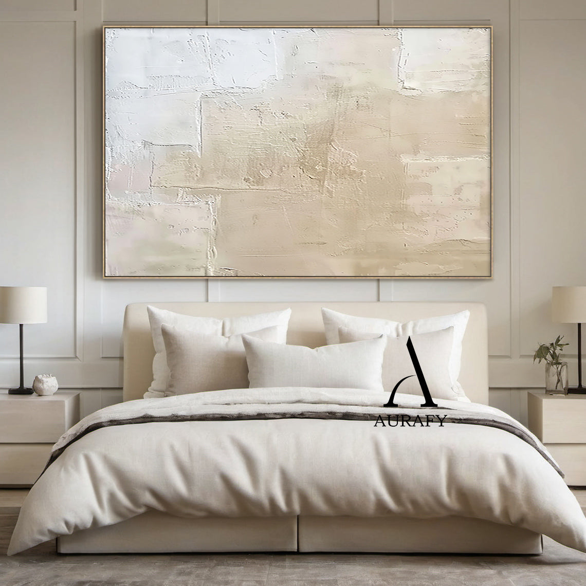 Wabi Sabi Beige Abstract Handcrafted High-Relief Plaster Tactile Wall Art Modern Organic AURA559