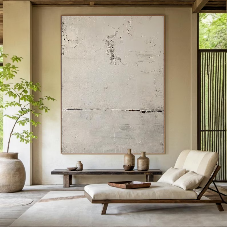 Quiet Horizon-Ash Gray Abstract Wall Art Spatial Field-AURA082