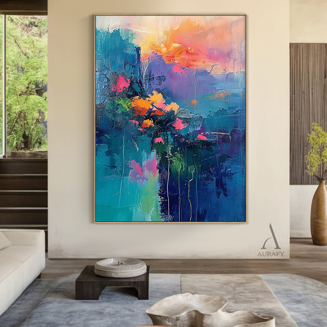 Abstract Floral Art Impasto Thick Brushstrokes Tactile Surface Colorful Vibrant Expressionist Painting AURA420