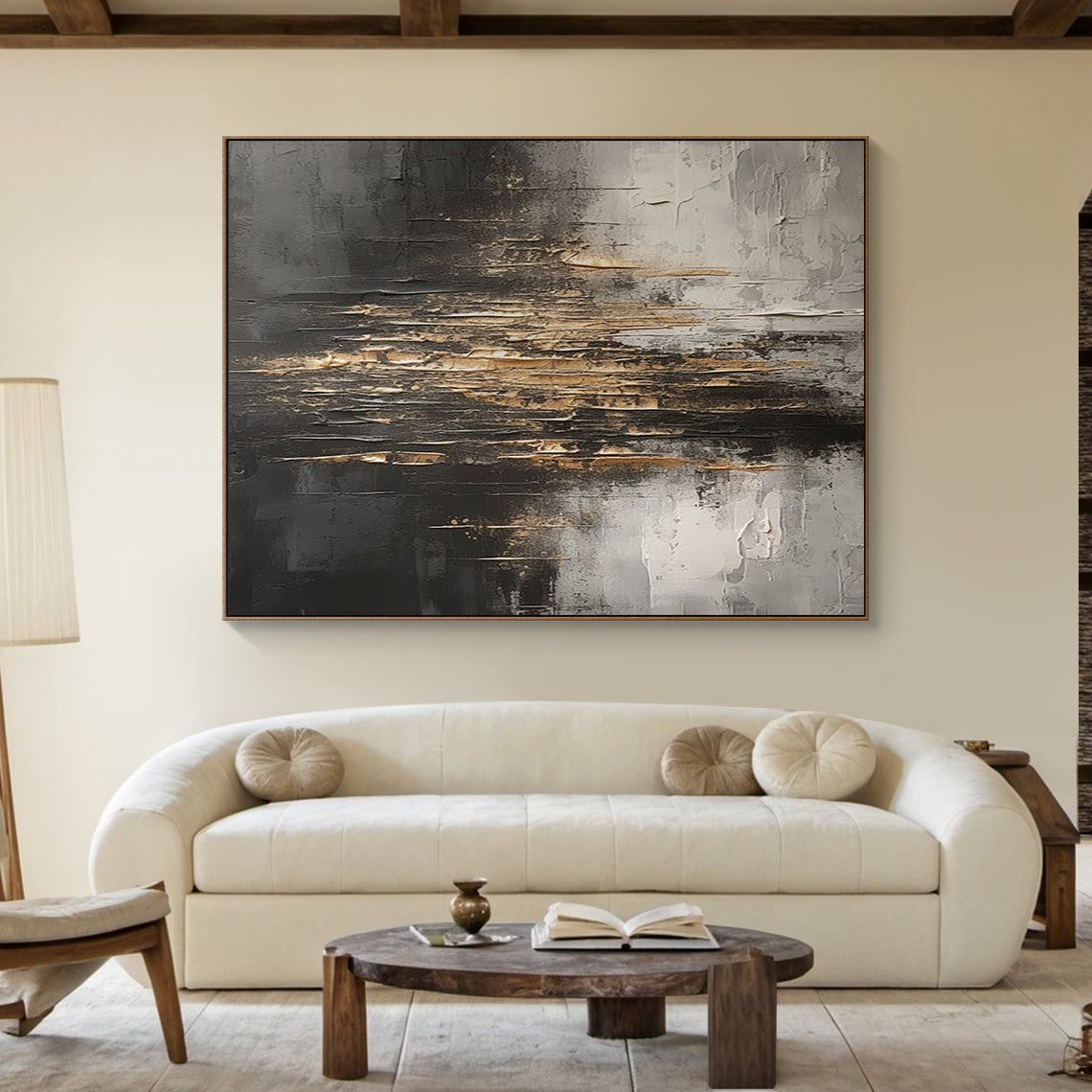 Fractured Horizon-Black & Gray Abstract Spatial Field-AURA103