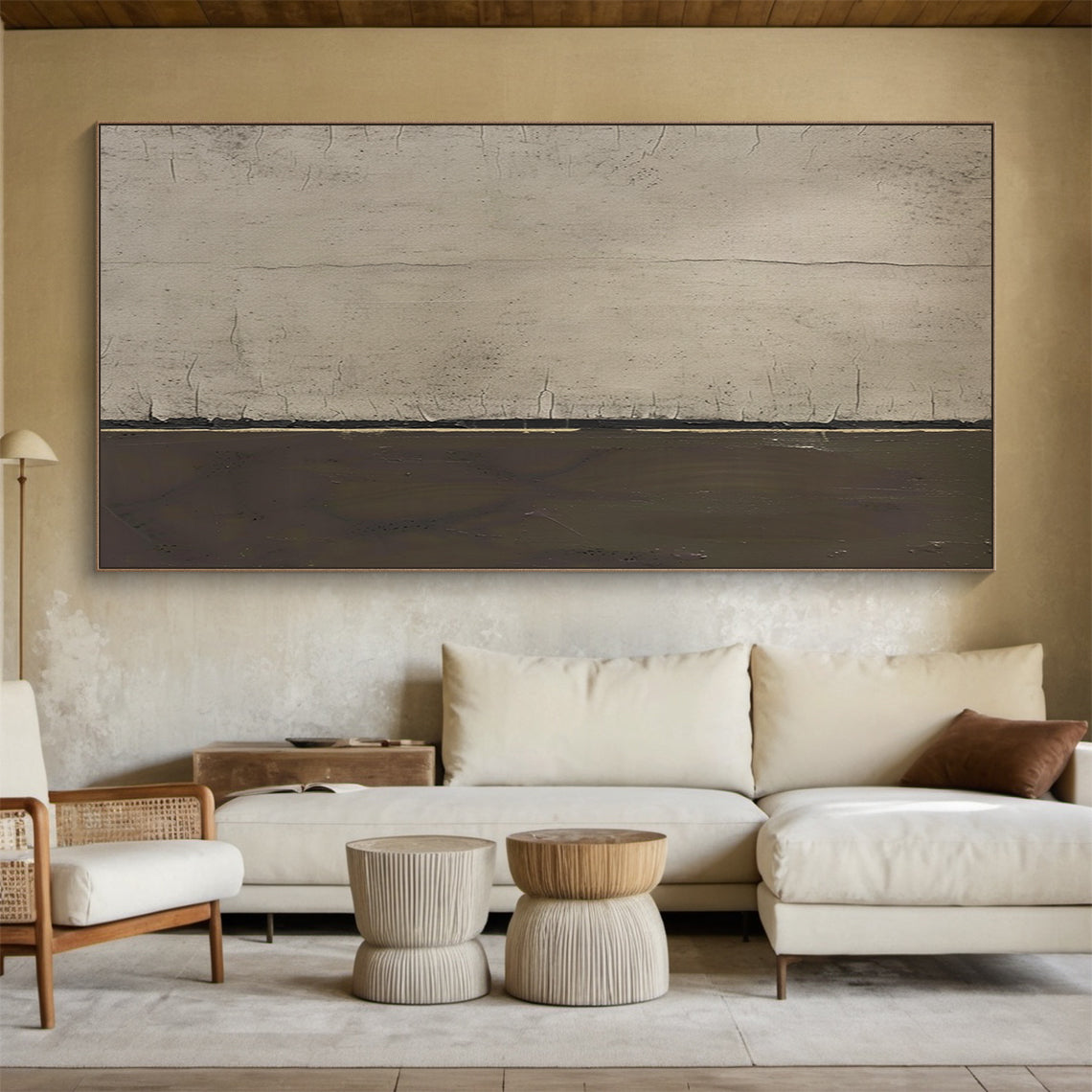 Quiet Horizon-Gray Abstract Field-AURA143