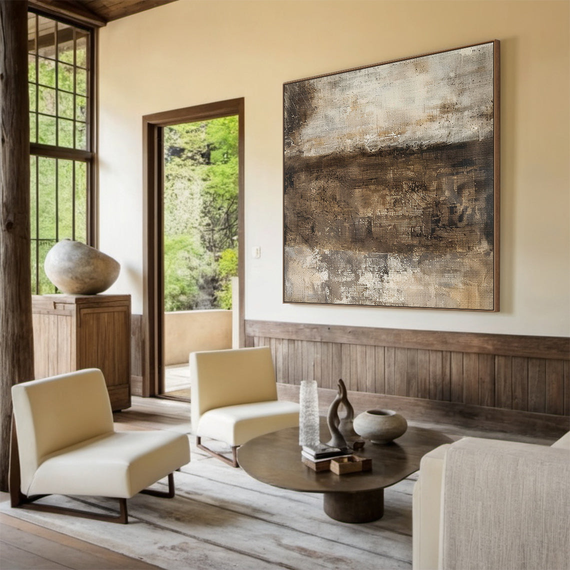 Earth Veil-Brown Wabi-Sabi Abstract Field-AURA150