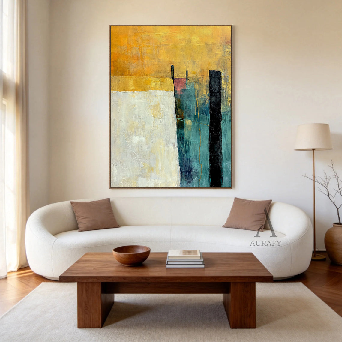 General Abstract Yellow Green Wall Art for Home Interior Decor AURA368
