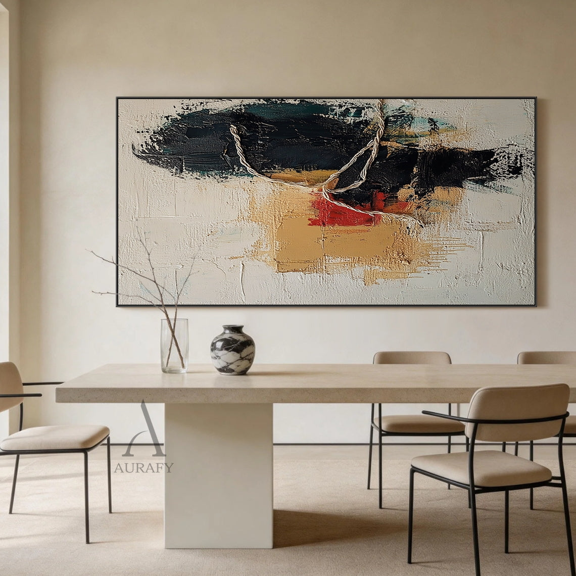 Minimalist Wall Art Brown High-Relief Plaster Tactile Surface Sculpted Geometric Lines Minimalist Luxe Decor AURA432