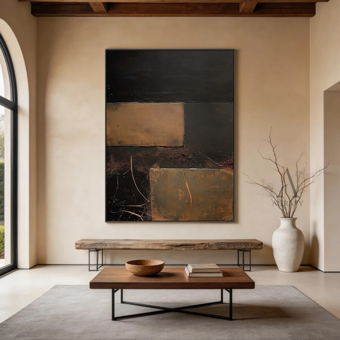 General Abstract Black Brown Wall Art Modern Home Decor Piece AURA389
