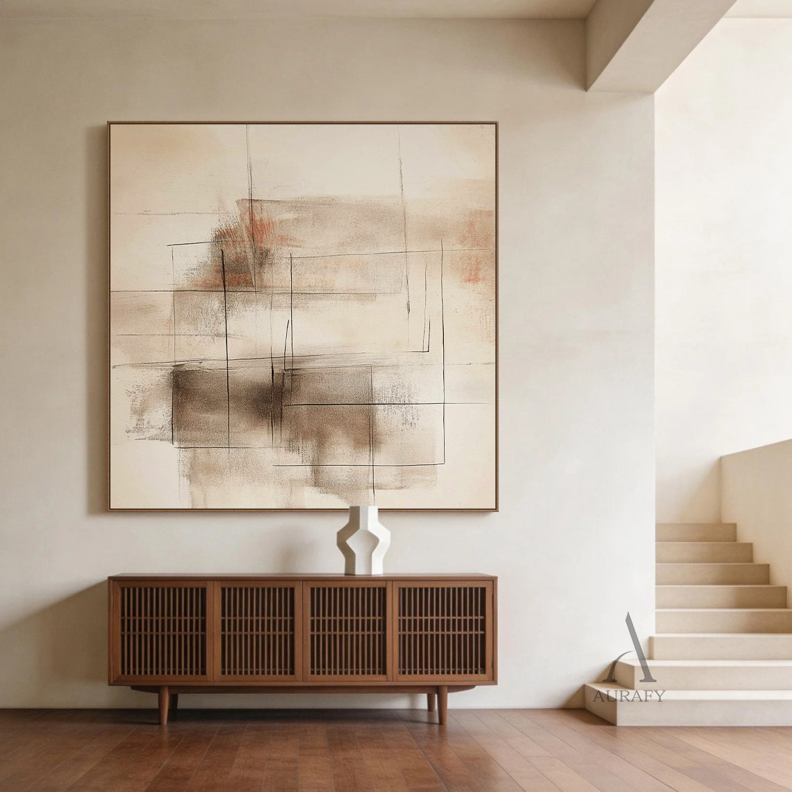 Beige General Abstract Wall Art for Home Living Room Decor AURA376