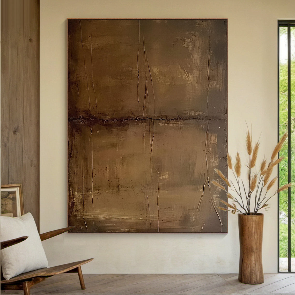 Earthline Depth Canvas — Bronze Umber Textured Wall Art – AURA070