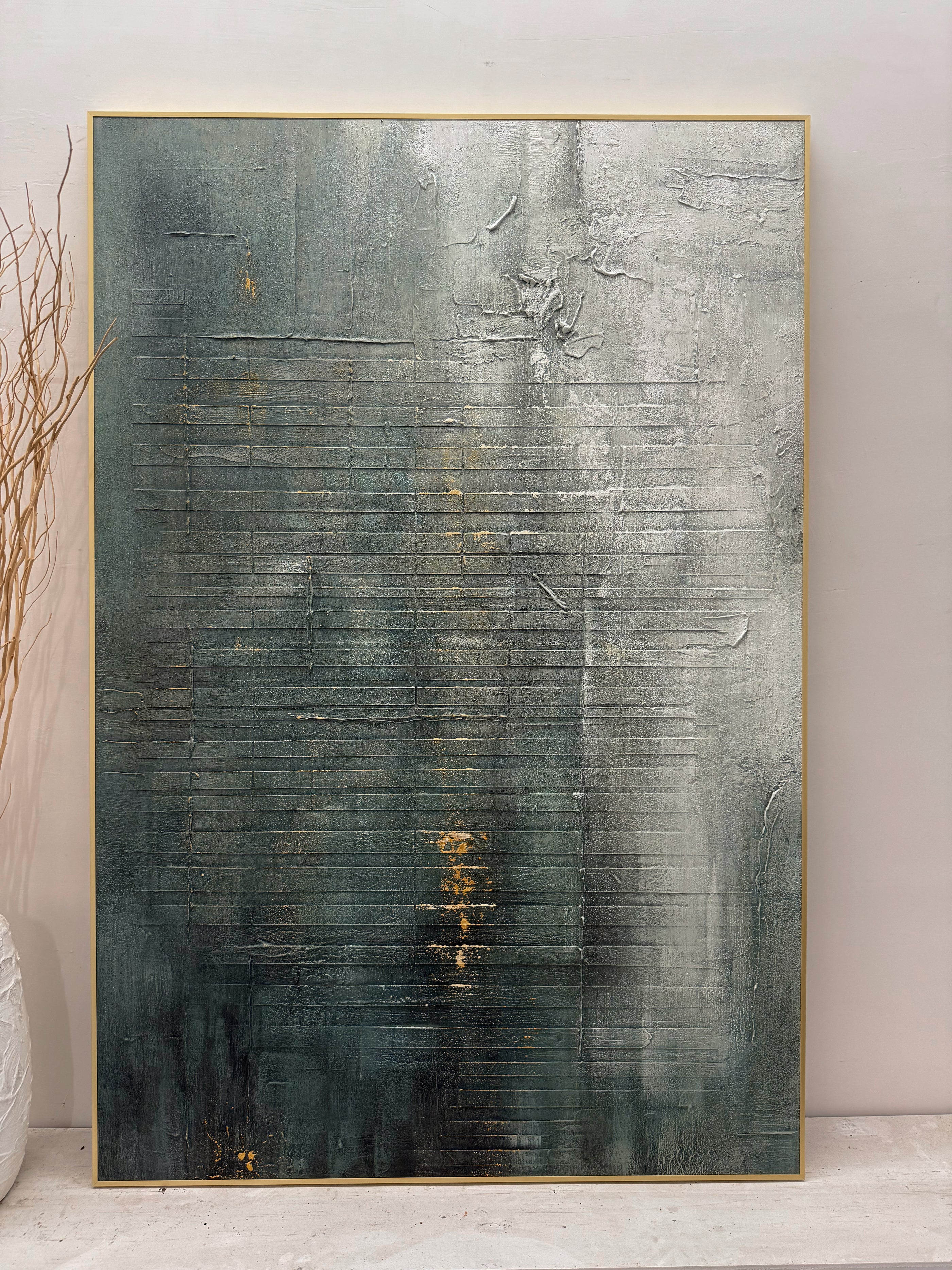 Unique Green Abstract Textured Wall Art for Modern Living Room -AURA176