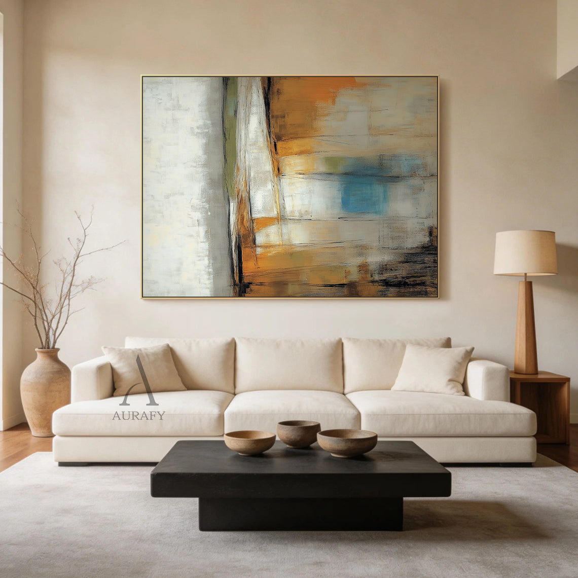 General Abstract Brown Beige Canvas Art for Home Decor AURA399