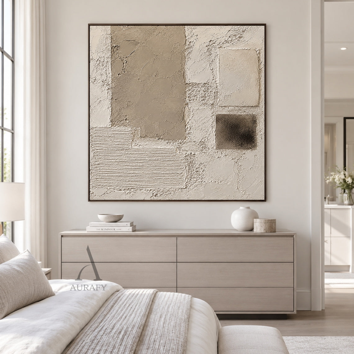 Surface Study, Beige Stucco and Ridged Plaster Abstract AURA865