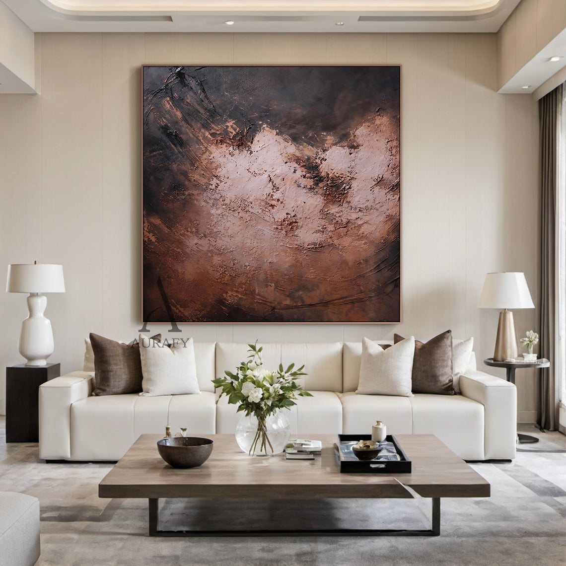 General Abstract Red Brown Wall Art Modern Home Decor Print AURA248