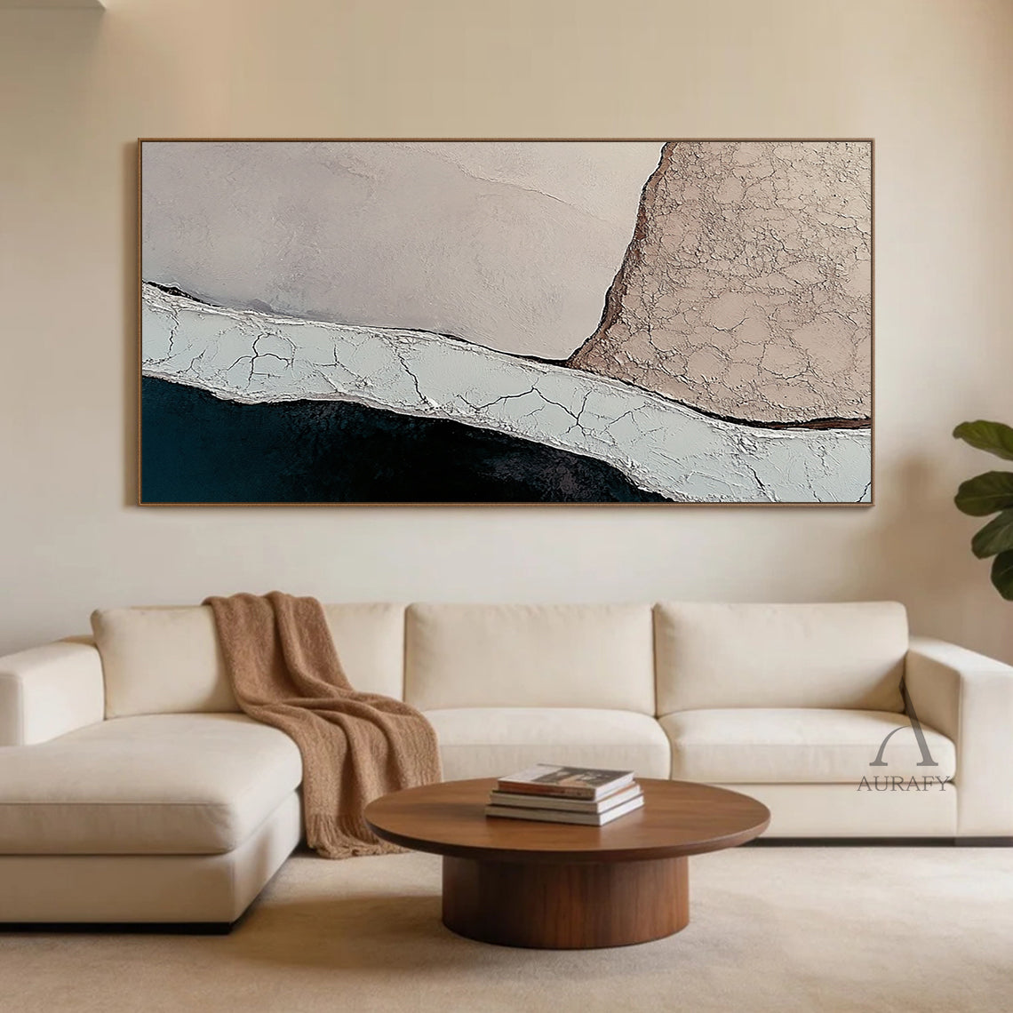 3D Textured Beige Black Painting for Modern Home Living Room AURA355