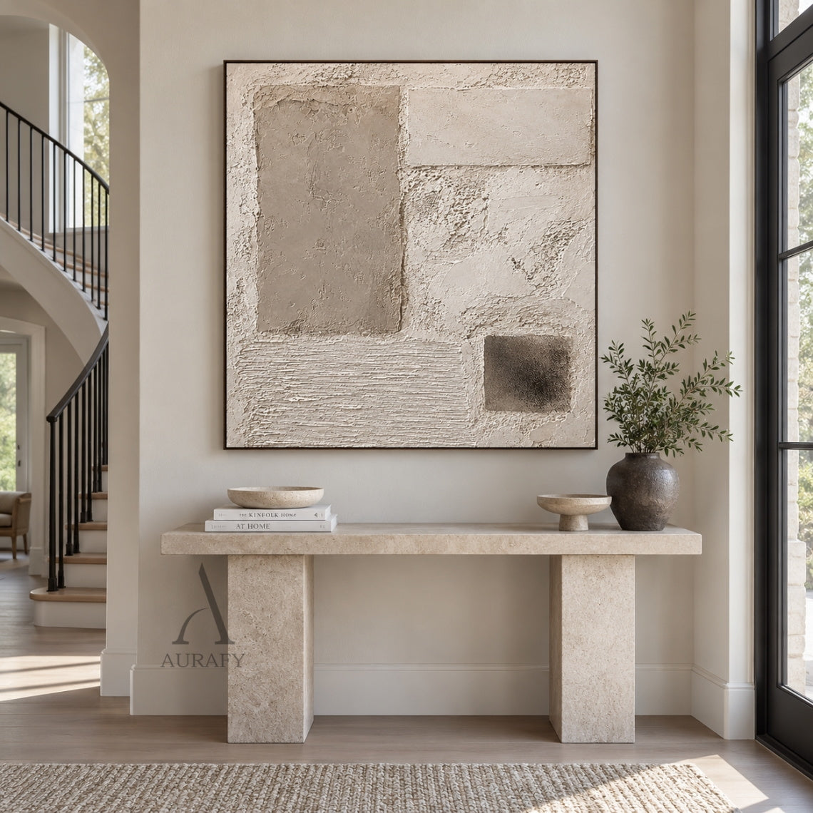 Plaster Rhythm, Beige Ridged and Cracked 3D Wall Art AURA867