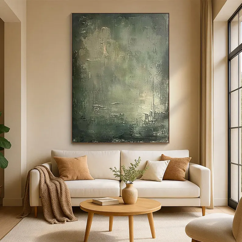 Verdant Stillness-Green 3D Textured-AURA081