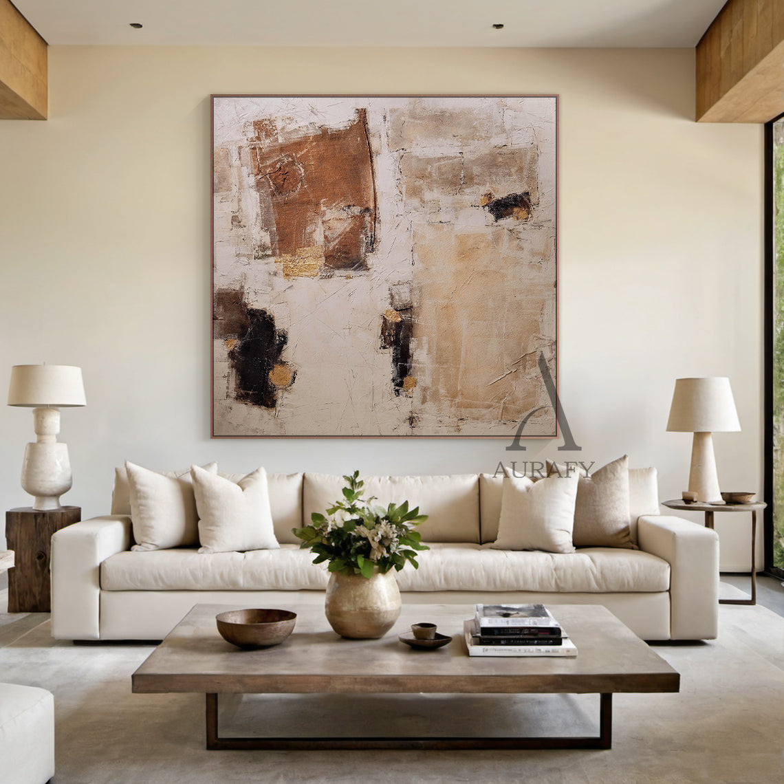 Stylish Beige General Abstract Wall Art for Modern Home Decor AURA237