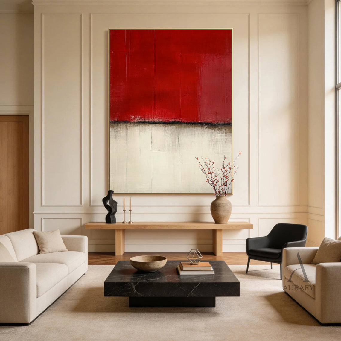 Abstract Red Beige Wall Art Modern Living Room Home Decor AURA384