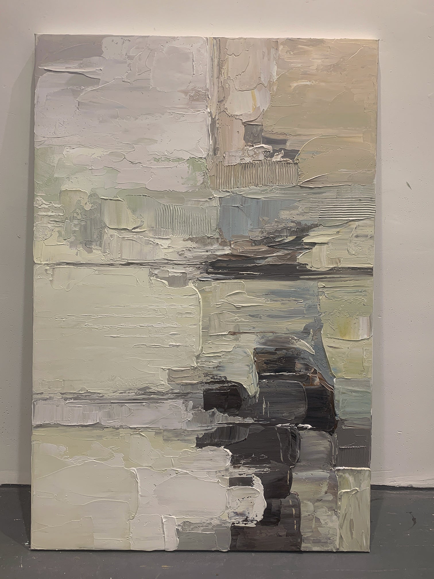 Neutral Textured Gray Abstract Wall Art for Modern Living Room - AURA178