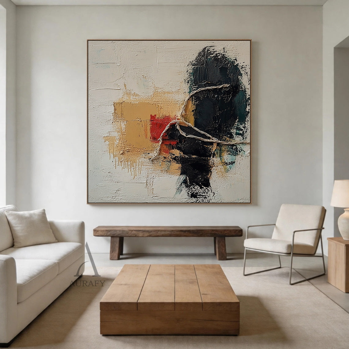 Minimalist Wall Art Brown High-Relief Plaster Tactile Surface Sculpted Geometric Lines Minimalist Luxe Decor AURA432