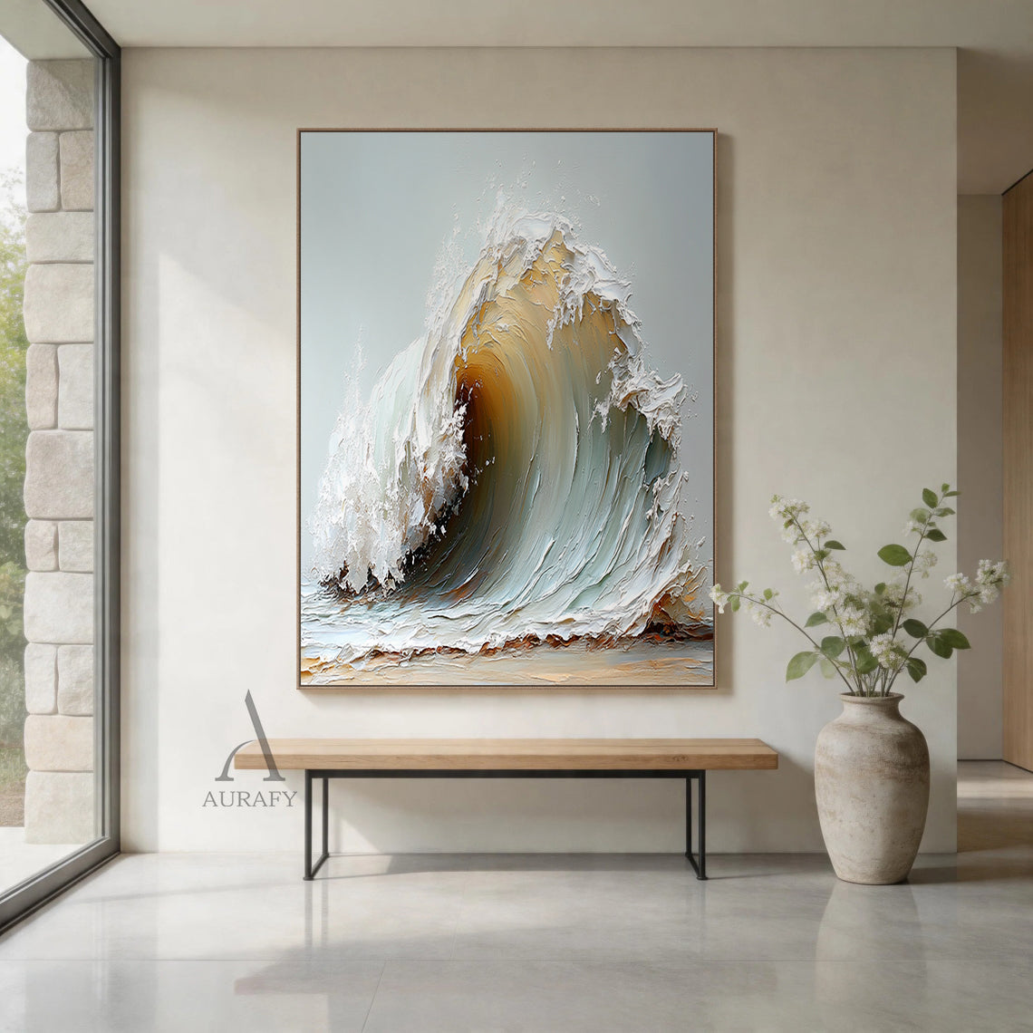 Beige 3D Textured Painting Modern Wall Art for Home Decor AURA401