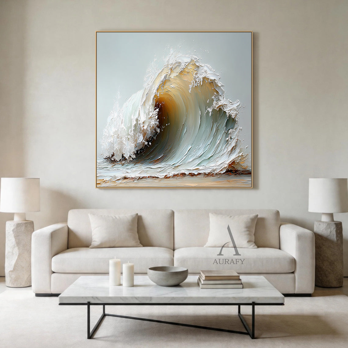 Beige 3D Textured Painting Modern Wall Art for Home Decor AURA401