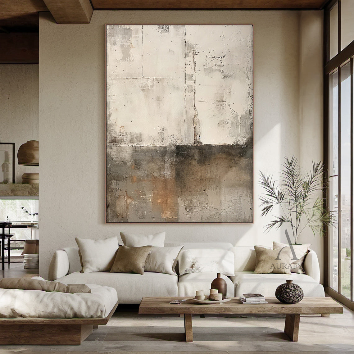 Beige General Abstract Wall Art for Modern Living Room Decor AURA287
