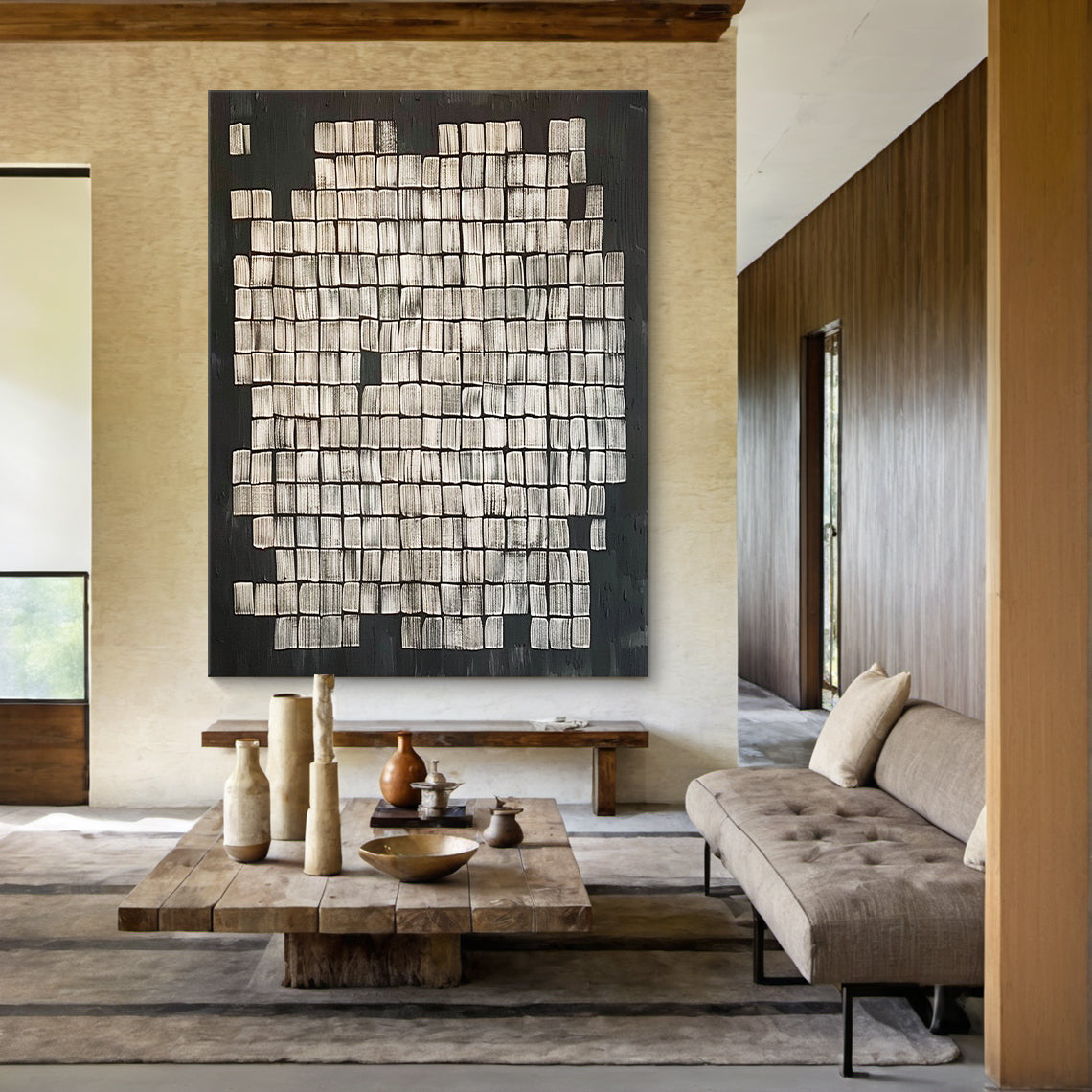 Wabi Sabi Style Black Beige Rustic Home Decor Accent Piece AURA280
