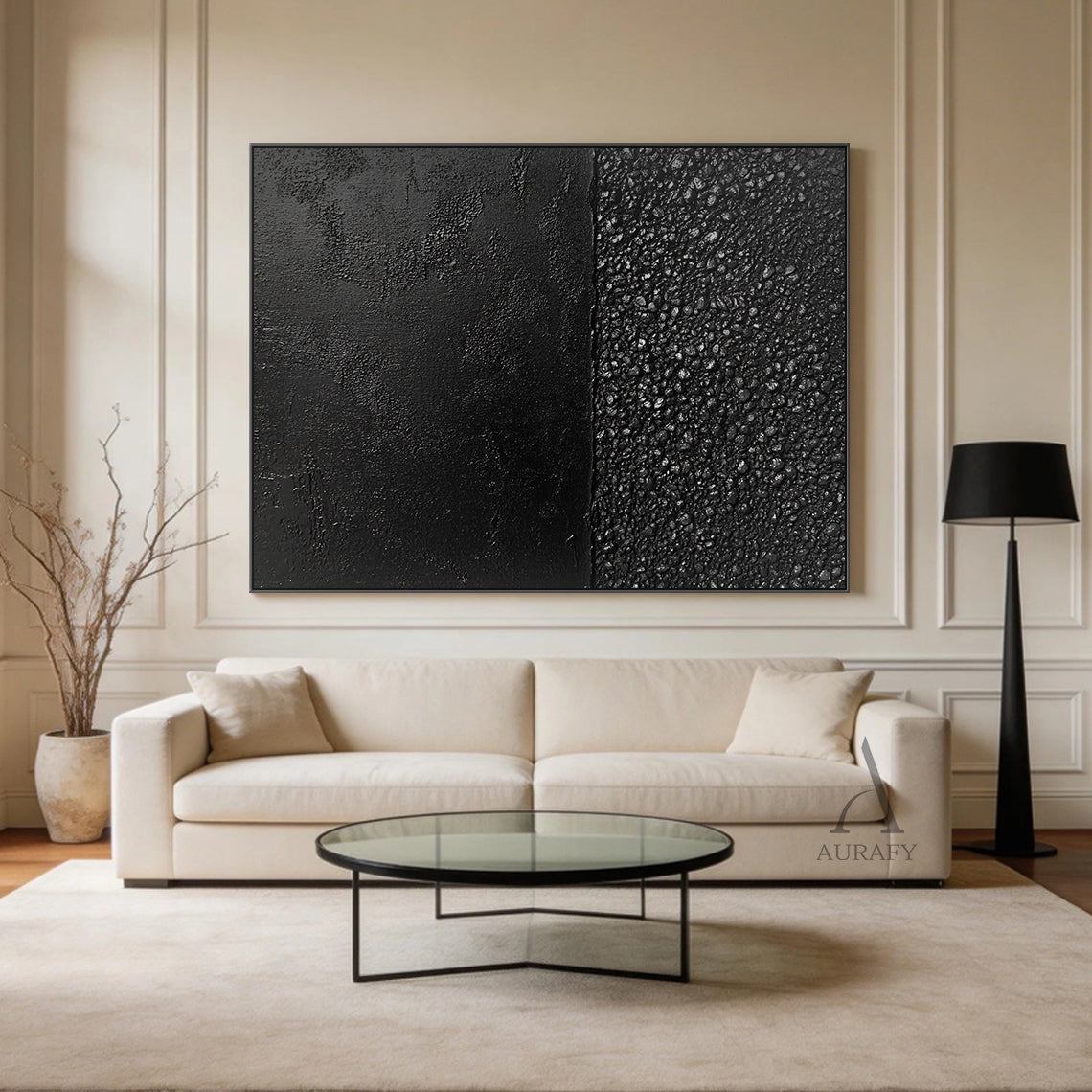 Black General Abstract Wall Art for Modern Living Room Decor AURA388