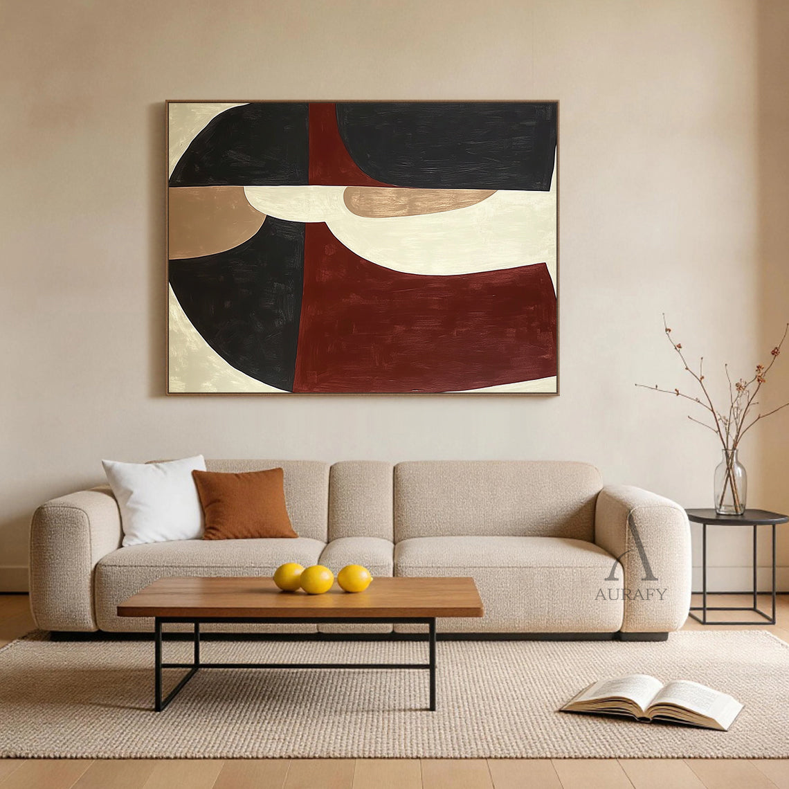 General Abstract Brown Black Wall Art for Living Room Decor AURA392