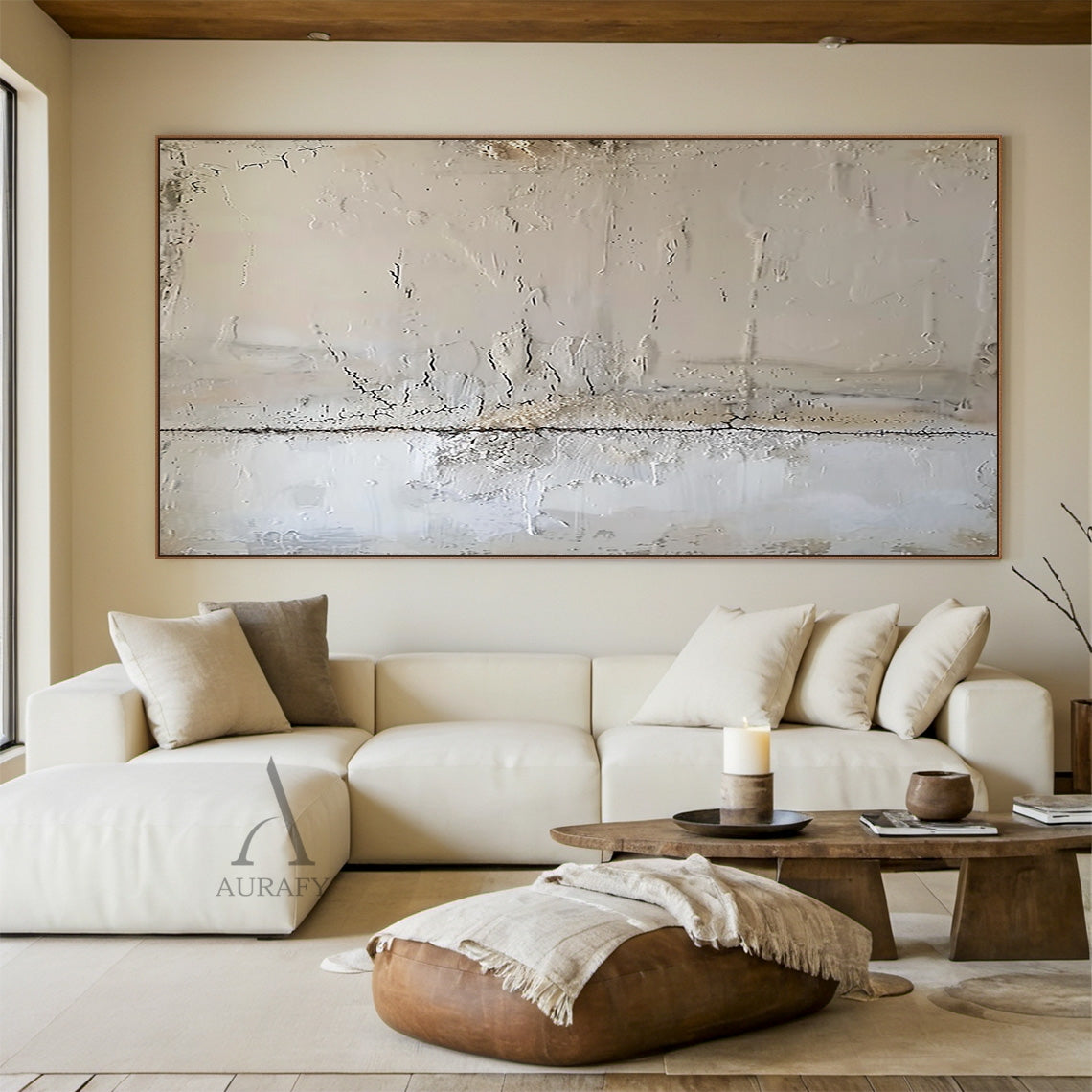 White Textured Minimalist Wall Art - AURA692