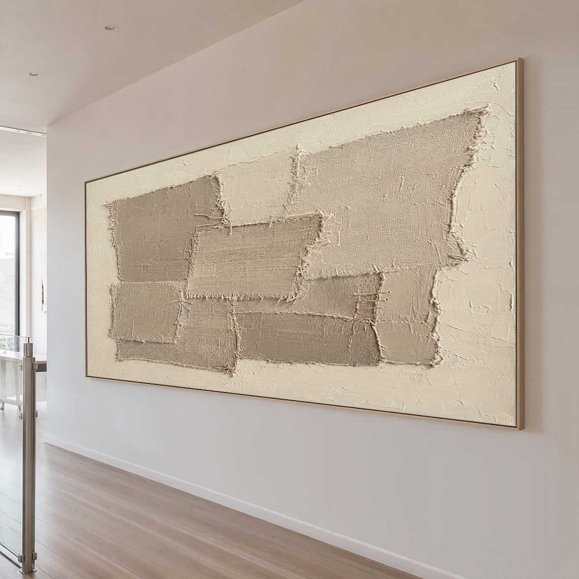 Beige Wabi-Sabi 3D Textured Painting Japandi Patchwork Plaster Sculpted Canvas Minimalist Neutral Tactile Wall Art AURA760