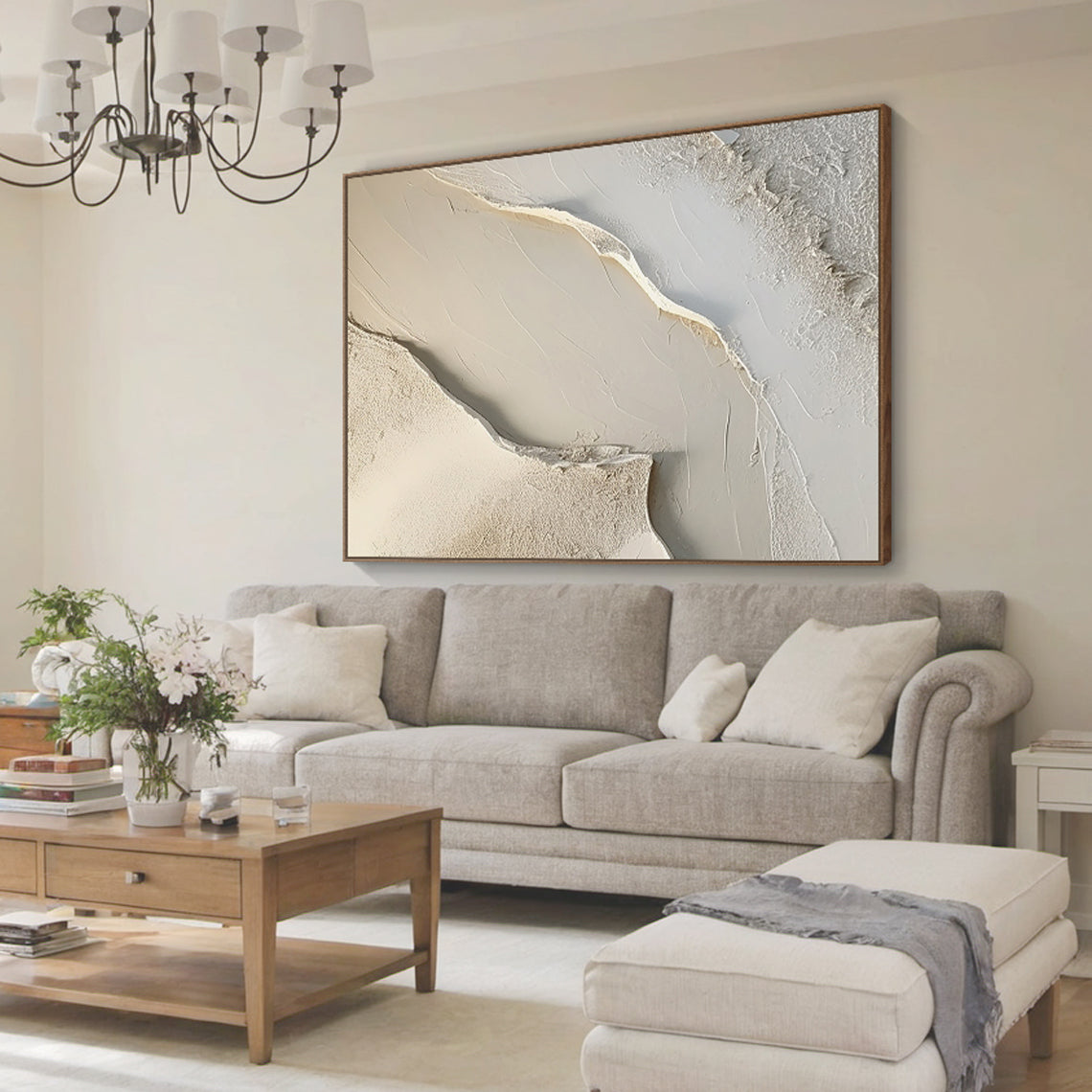 Abstract Earth Texture Wall Art-Soft Sand Tones-AURA010