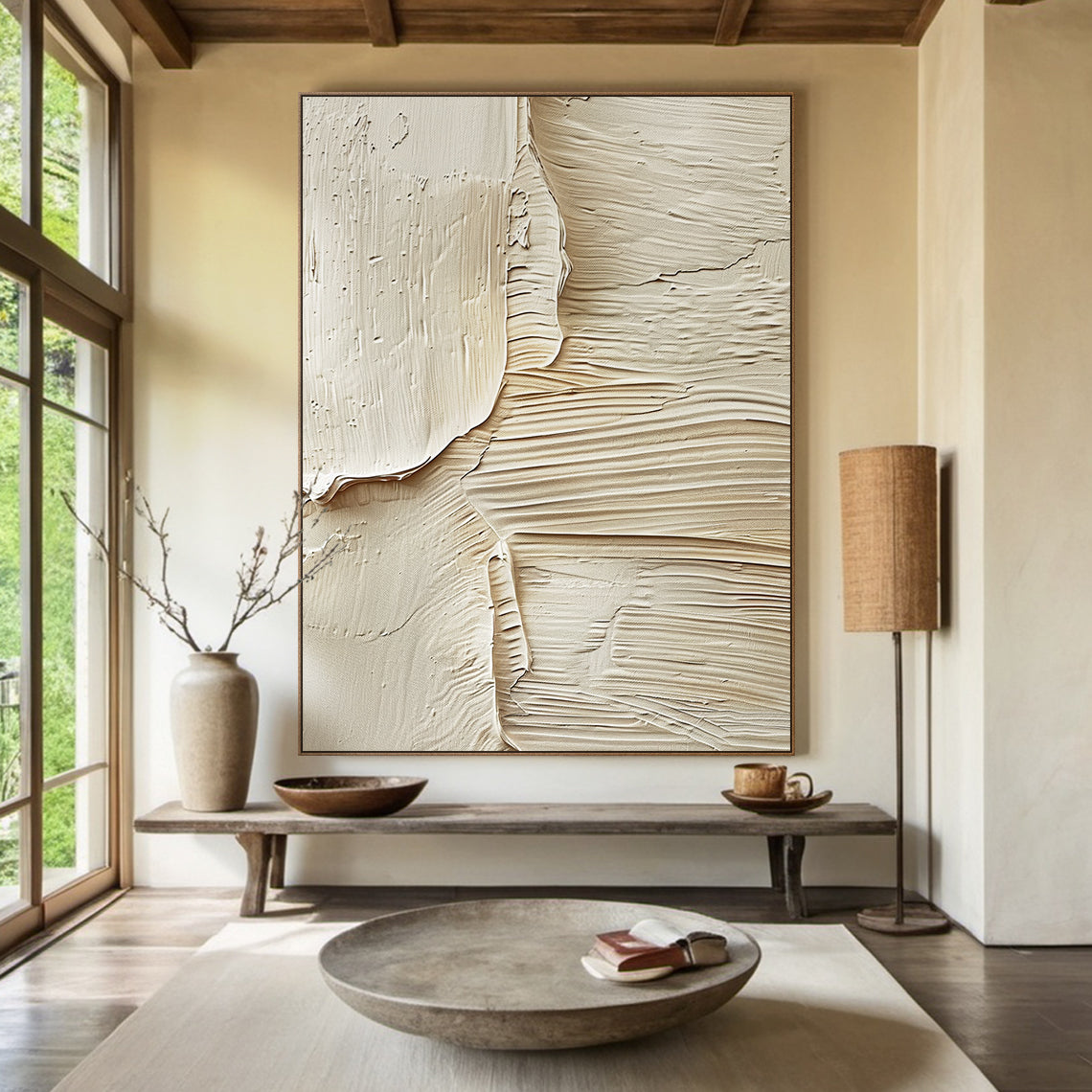 Soft Rift-Beige 3D Textured Art-AURA069