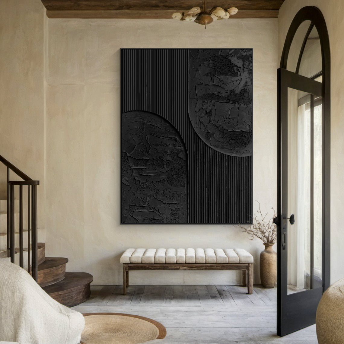 Linear Tension-Black Geometry Texture Field-AURA135