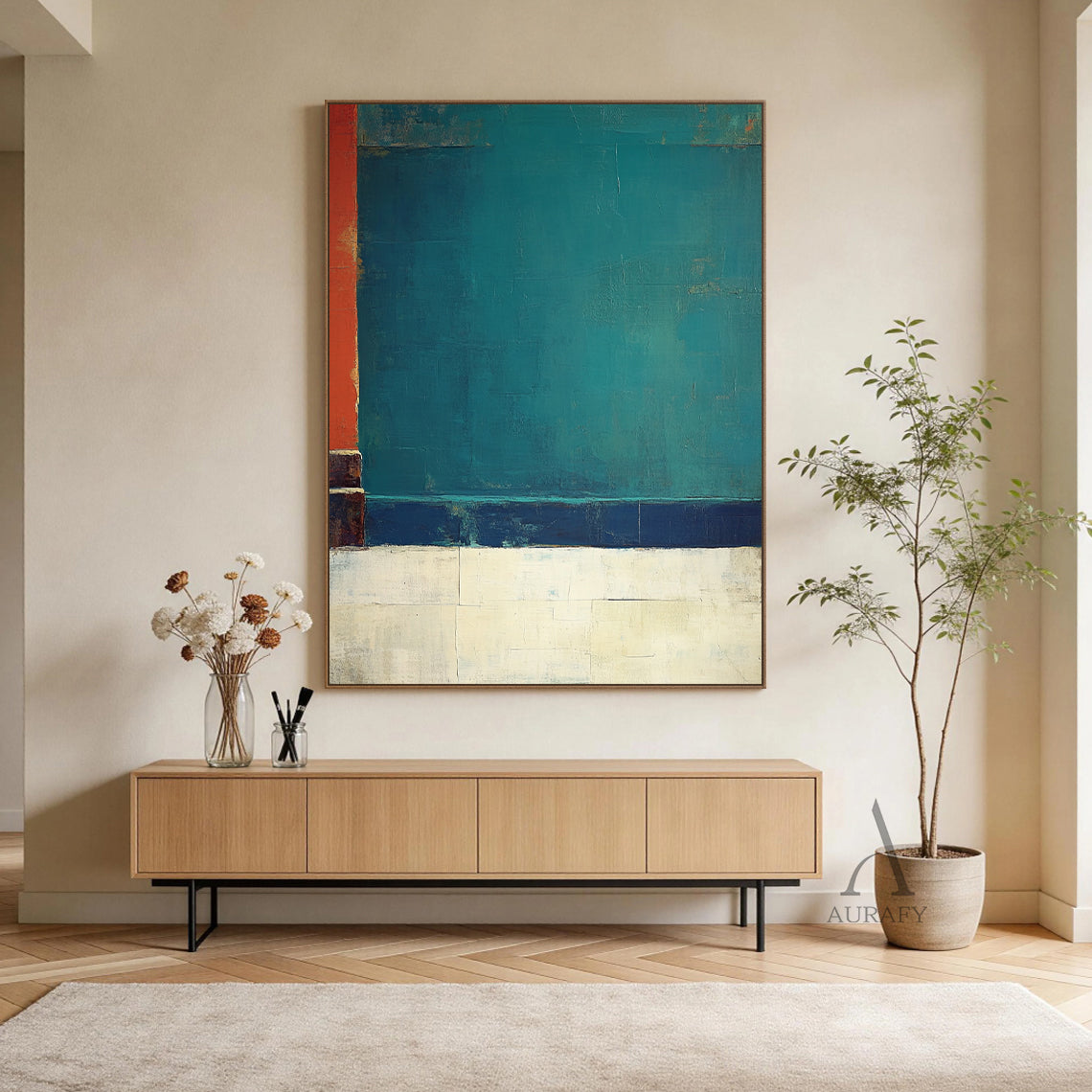 General Abstract Green Beige Wall Art for Modern Home Decor AURA370