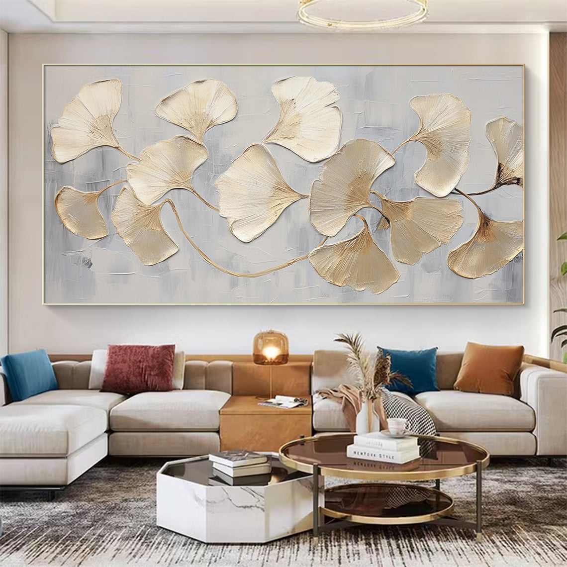 Golden Ginkgo-Yellow & Grey Spatial Field-AURA093