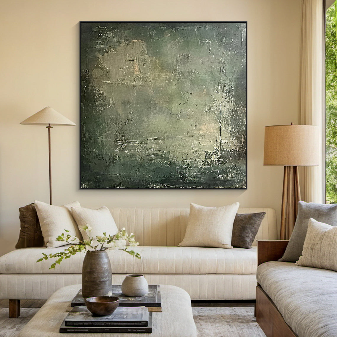Verdant Stillness-Green 3D Textured-AURA081