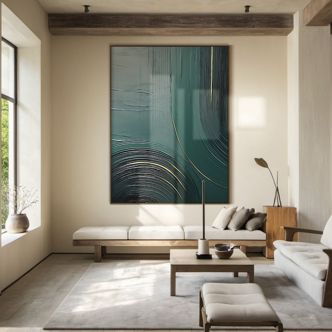 Quiet Current-Green Abstract Spatial Field-AURA101