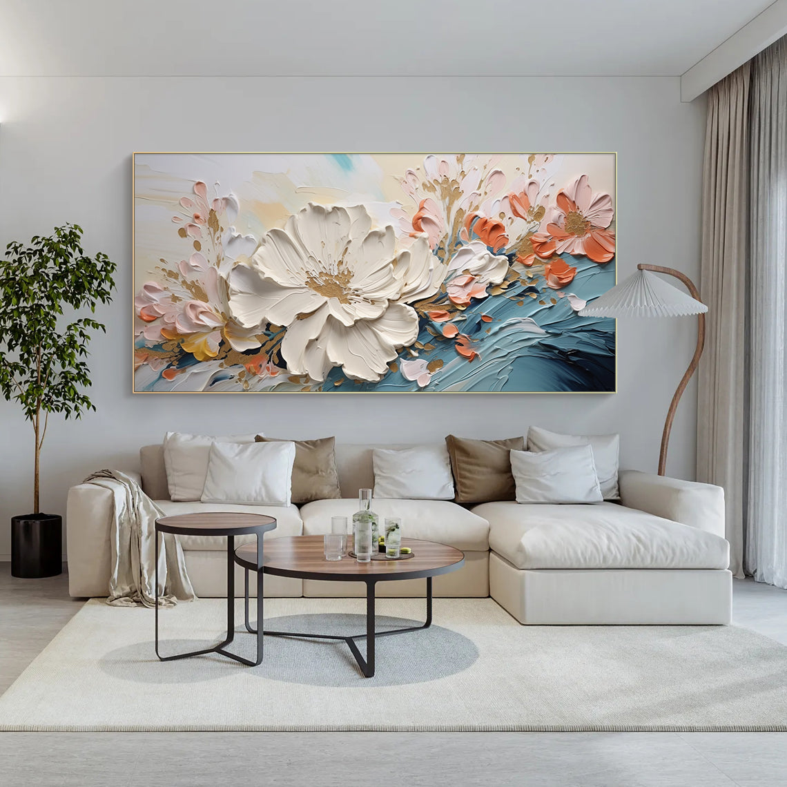 Petal Flow-Blue & Beige 3D Textured-AURA063
