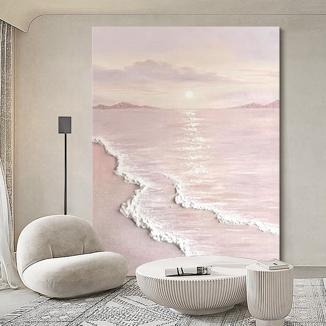 Blush Shore-Beige & Pink 3D Textured-AURA065