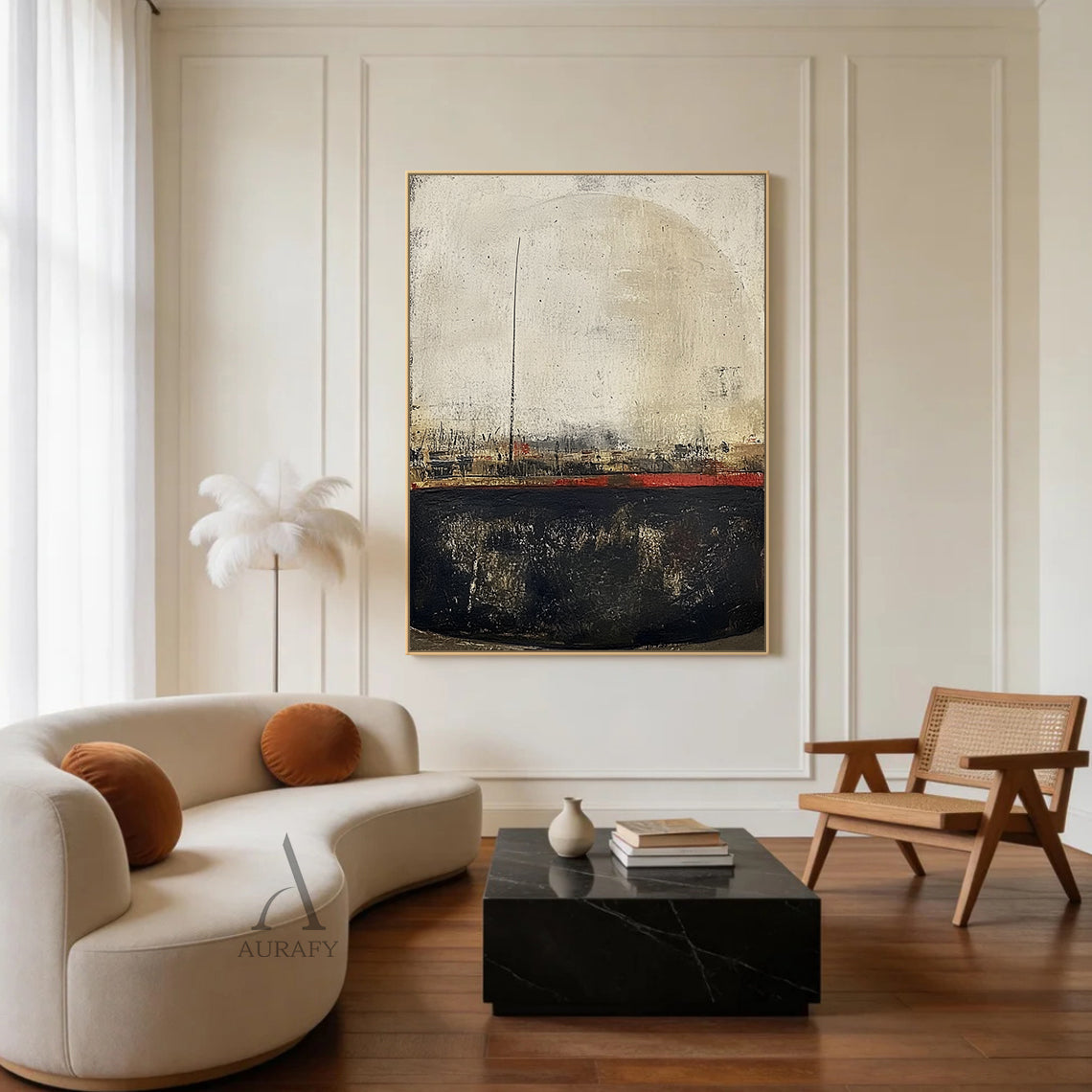 WABI SABI Beige Black Minimalist Home Decor for Living Room AURA302