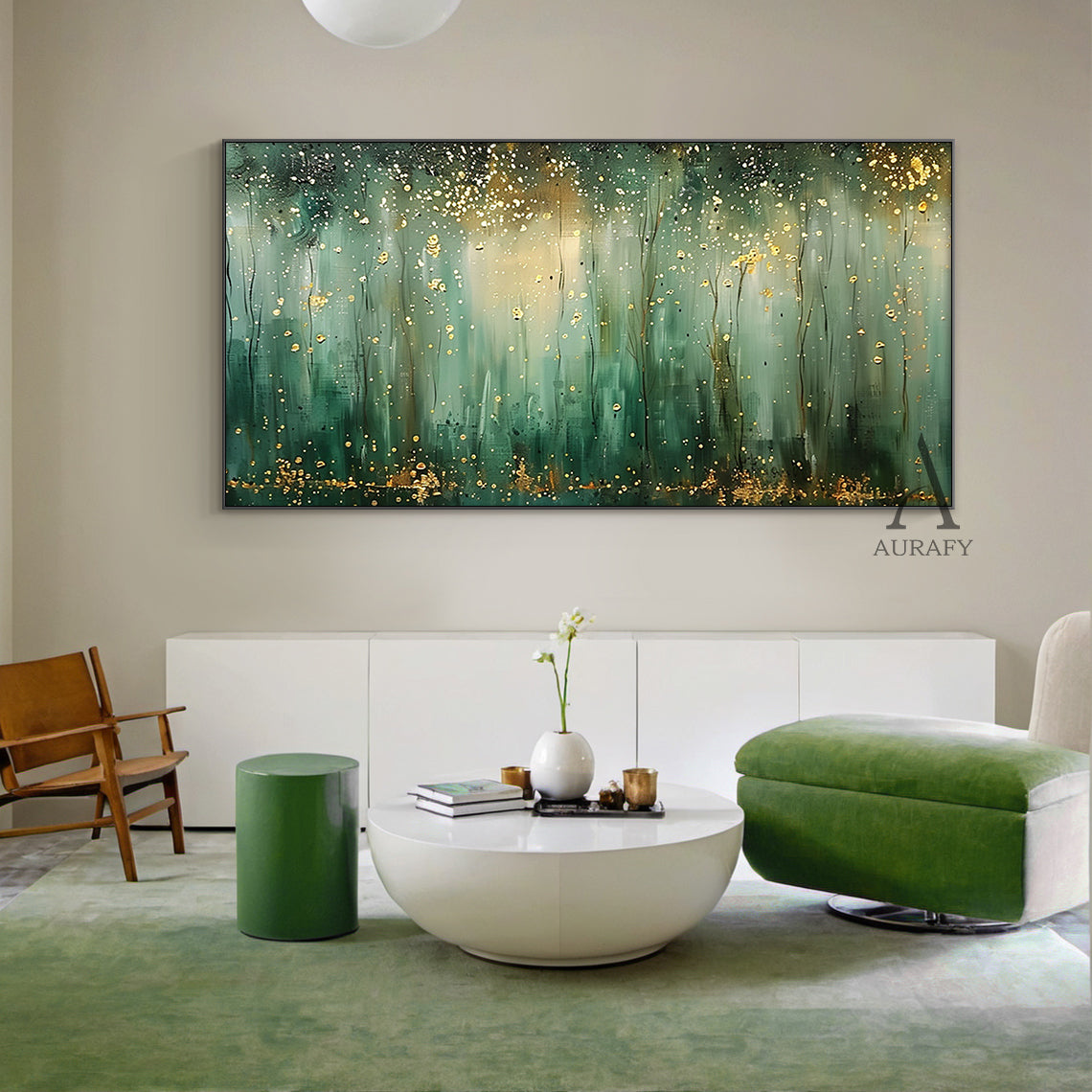 Stylish Green Landscape Home Decor Wall Art for Living Rooms AURA320