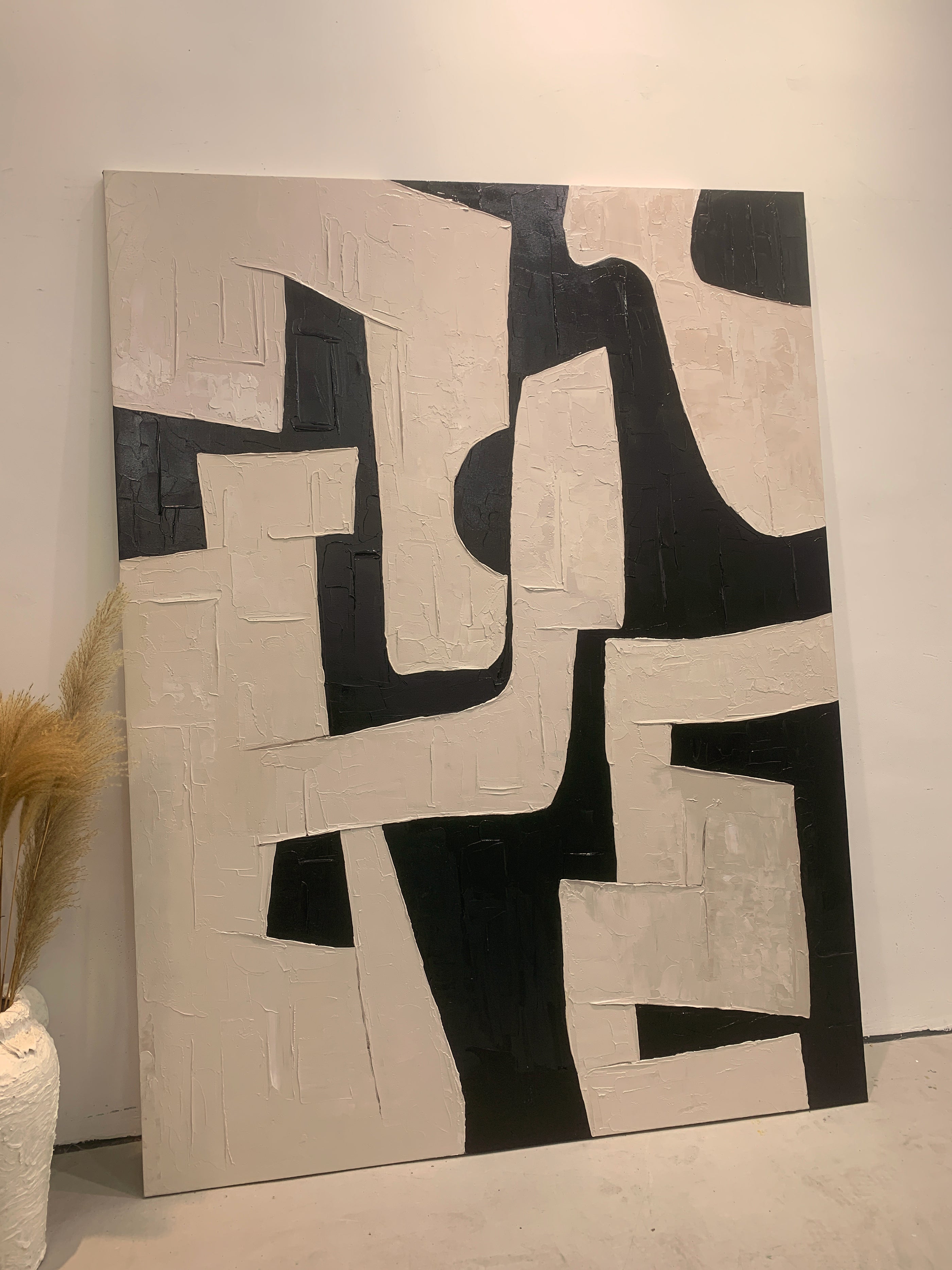 General Abstract Beige Black Textured Wall Art Modern Home Decor-AURA179